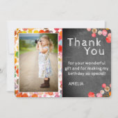 可愛モダンいブカラフルロッツ写真誕生日 サンキューカード (正面)