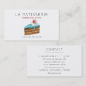 可愛モダンいブルーケーキベーカリーパティシシェフバス 名刺 (正面/裏面)