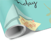 可愛モダンいブルーハッピーバースデー ラッピングペーパー (ロールコーナー)