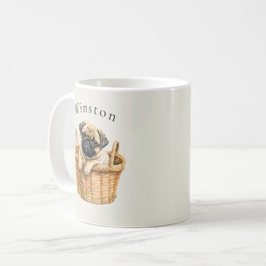 可愛モダンいプパーソナライズされたグのコーヒーマグ コーヒーマグカップ (正面左)