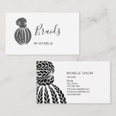 可愛モダンいヘアブレイダー、三つ編み用ヘアサロン 名刺 (正面/裏面)