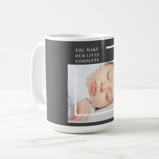 可愛モダンいベビー写真 |美しい引用文 コーヒーマグカップ (正面左)