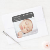 可愛モダンいベビー写真 |美しい引用文 スクエアシール (封筒)