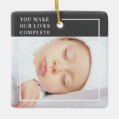 可愛モダンいベビー写真 |美しい引用文 セラミックオーナメント (正面)