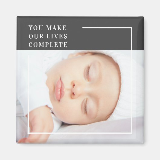 可愛モダンいベビー写真 |美しい引用文 マグネット (正面)