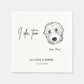 可愛モダンいペット顔アートワーク犬結婚の スタンダードカクテルナプキン (正面)