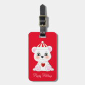 可愛モダンいホッキョクグマの赤 ラゲッジタグ (正面縦)