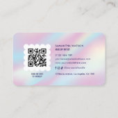 可愛モダンいホログラフィックロゴQRコードラッシュサロン 名刺 (裏面)