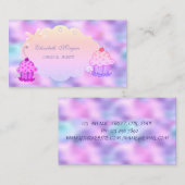 可愛モダンいホログラフィー虹色カップケーキベーカリー 名刺 (正面/裏面)