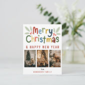 可愛モダンいメカラフルリークリスマス家族の写真 シーズンカード (スタンド正面)