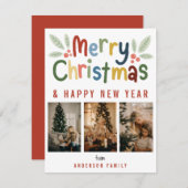 可愛モダンいメカラフルリークリスマス家族の写真 シーズンカード (正面/裏面)