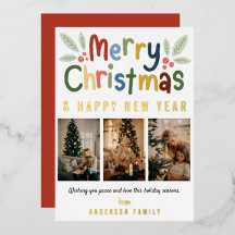 可愛モダンいメカラフルリークリスマス家族の写真