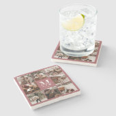 可愛モダンいモノグラムイニシャル名写真 ストーンコースター (横)