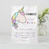 可愛モダンいユニコーン手描き誕生日 招待状 (スタンド正面)