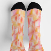 可愛モダンいライトピンク黄色絞り染め柄 ソックス (上部)