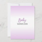 可愛モダンいラベンダーモーミエレファント&ベビースシャワー 招待状 (裏面)