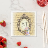 可愛モダンいロマンガーリーヴィンテージパーティーモノグラム スタンダードカクテルナプキン (インサイチュ)