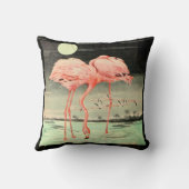 可愛モダンいヴィンテージピンクのバードフラミンゴと月 クッション (裏面)
