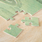 可愛モダンいヴィンテージピンクのバードフラミンゴと月 ジグソーパズル (側面)