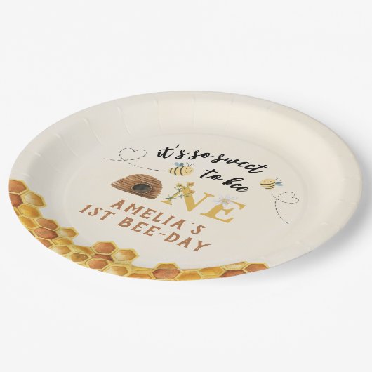 可愛モダンい一歳の誕生日は甘い ペーパープレート (アングル)