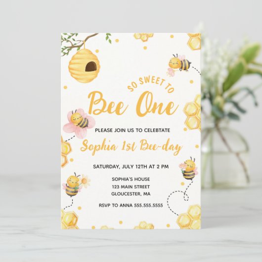 可愛モダンい一歳の誕生日は甘い 招待状 (スタンド正面)