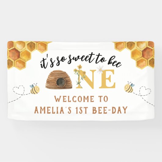 可愛モダンい一歳の誕生日は甘い 横断幕 (横)