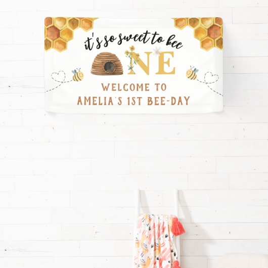 可愛モダンい一歳の誕生日は甘い 横断幕 (インサイチュ)