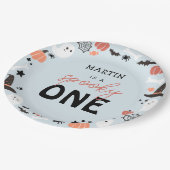 可愛モダンい不気味ワンハロウィーン少年1歳の誕生日 ペーパープレート (アングル)