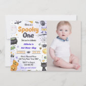 可愛モダンい不気味ワンハロウィーン1回目の誕生日 招待状 (正面)