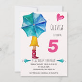 可愛モダンい傘ガールウォーターイラストレーション 案内状 (正面)