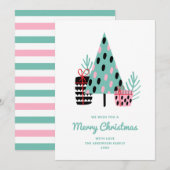 可愛モダンい冬の木 | 聖降誕祭のお祝い シーズンカード (正面/裏面)