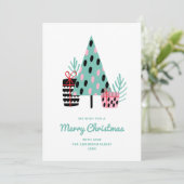 可愛モダンい冬の木 | 聖降誕祭のお祝い シーズンカード (スタンド正面)