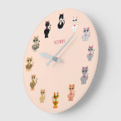 可愛モダンい勝利の漫画の猫 ラージ壁時計 (傾斜)