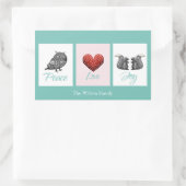 可愛モダンい北欧の平和への愛のクリスマス 長方形シール (バッグ)