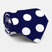 可愛モダンい大きなネイビーブルーの白い水玉模様 ネクタイ (ロール)
