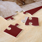 可愛モダンい家族の写真ホリデーのギフトレッド ジグソーパズル (側面)