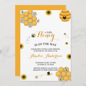 可愛モダンい小さな蜂蜜の赤ちゃんシャワー 招待状 (正面/裏面)