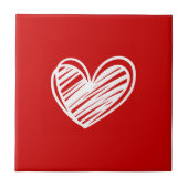 可愛モダンい愛エレガントロマン白赤いハート タイル (正面)
