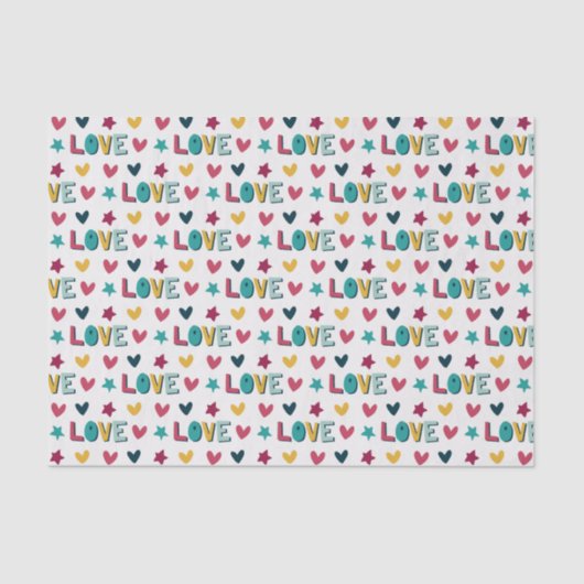 可愛モダンい愛カラフルとハート柄 薄葉紙 (正面)