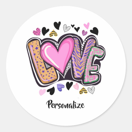 可愛モダンい愛 – バアートレンタインデー ラウンドシール (正面)