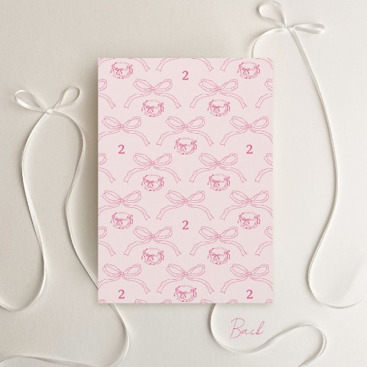 可愛モダンい手描き弓ピンクガール2nd誕生日 招待状