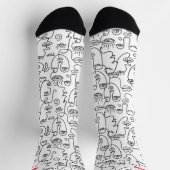 可愛モダンい抽象芸術白黒顔の行名 ソックス (上部)