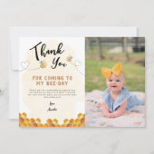 可愛モダンい最初のハチの日の写真は甘い サンキューカード (正面)