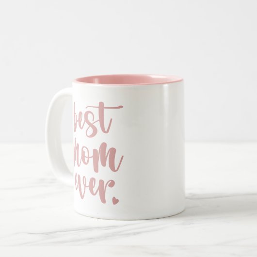 可愛モダンい最高のお母さん子どもの名前フォト |ピンク ツートーンマグカップ (正面左)