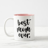 可愛モダンい最高のお母さん子どもの名前フォト |ピンク ツートーンマグカップ (左)