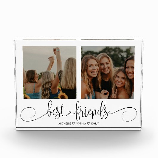 可愛モダンい最高の友達が永遠に写真を贈る フォトブロック (正面)