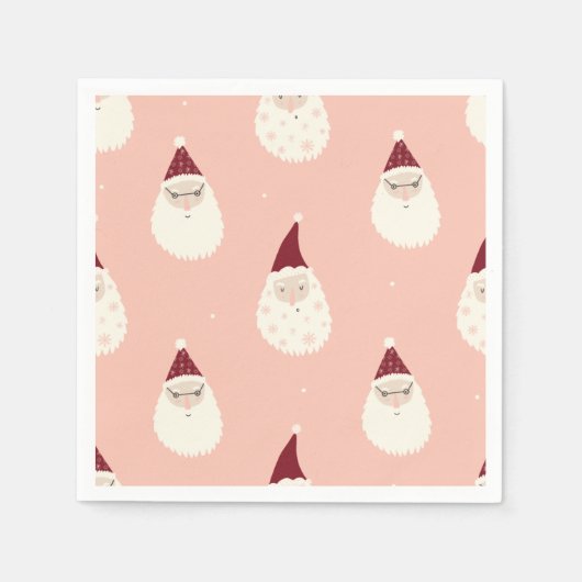 可愛モダンい模様サンタピンク模様クリスマスパーティー スタンダードカクテルナプキン (正面)