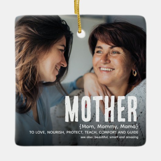 可愛モダンい母の定義2写真クリスマス セラミックオーナメント (正面)