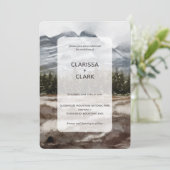 可愛モダンい水の色の結婚森の風景 招待状 (スタンド正面)