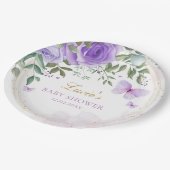 可愛モダンい水彩フローラベビーシャワー誕生日 ペーパープレート (アングル)